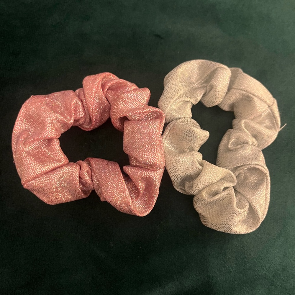 Sparkle Pink and Silver Scrunchie Set - Womens Hair Accessory